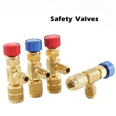 Válvula de Segurança AC Líquida R410A R22 Refrigerante de Ar Condicionado Adaptador de Segurança de 1/4" para SAE 1/4" Macho Fêmea Adaptador de Segurança