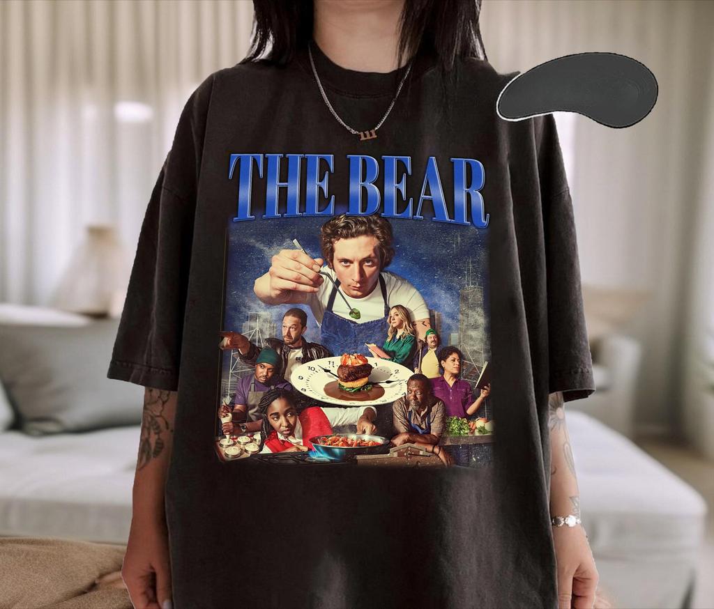 Retro Bear Theme TV Program Tshirt 90s Retro Comfortable Collar Tshirt Printed Pattern Tshirt Gift for Fans