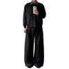Mens Black Plaid Patchwork Collar Flight Jacket Loose Casual Streetwear Top