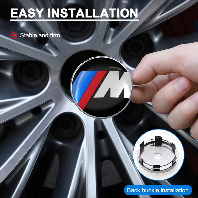 4PCS 60mm M LOGO Emblem Car Rim Cover Decal Tire Wheel Center Hub Cap Cover Auto Accessories for BMW X1 X3 X4 X5 E46 E90 F20 E60 E39 F10 M2 M3 M5