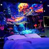 Onivein Blacklight Skull Forest Tapestry UV Reactive Skeleton Mushroom Waterfall Tree Tapestries Wall Hanging Aesthetic Tapestry for Bedroom Dorm