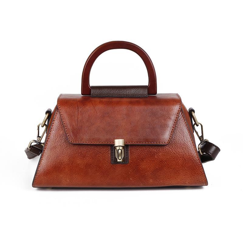 Johnature Luxury Handbags Women Bags Retro Genuine Leather Solid Color Lady Shoulder Bags Leisure Cowhide Messenger Bag