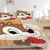 3pcs Chip & Dale Cartoon Squirrel Holding Heart Shaped Pattern Bedding Set, 1* Cover + 2*Pillowcases, Printed Bedding Set, Soft and Comfortable,