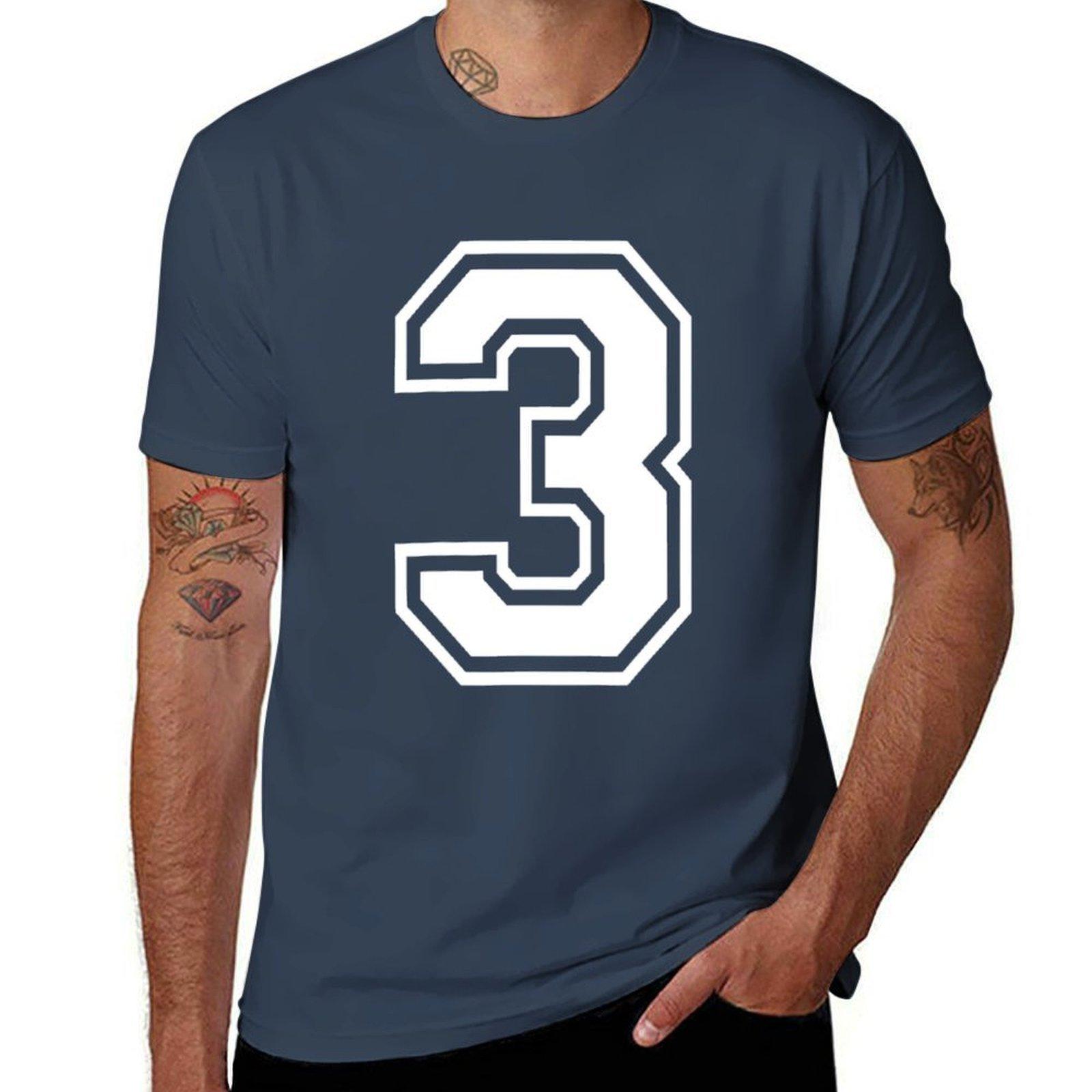 Number 3 Shirt Player Number on Back of Shirt TShirt Breathable Gym Short Sleeve TShirt S