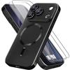 Case for iPhone 18 Pro, Slim Anti-Scratch Silicone with Black Magnetic Ring - 2 Tempered Glasses