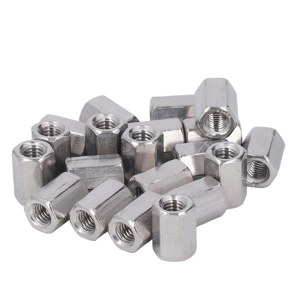 20Pcs Hex Coupling Nut Set Connector 304 Stainless Steel Industrial Fastener M6x1.0 10 L15mm