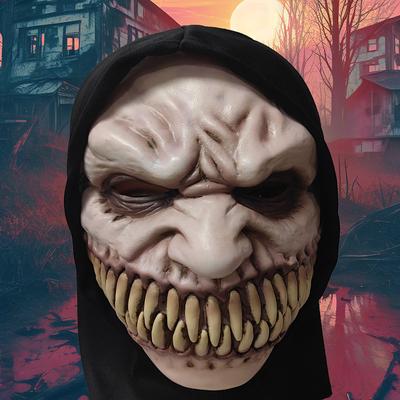 Halloween Slotted-Toothed Demon“Tracker”Horror Latex Mask Party Scary Escape Room Props Costume