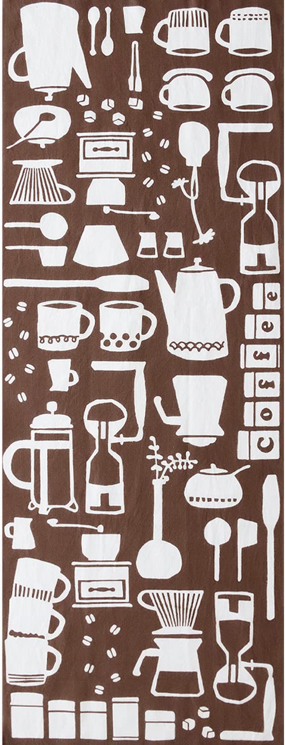 

IKS Tenugui Hand Made in 34 x Nordic Prime Fabric Chū-sen Towel, Japan, 88cm, Coffee Brown Design, 100% Cotton, (Unfinished)