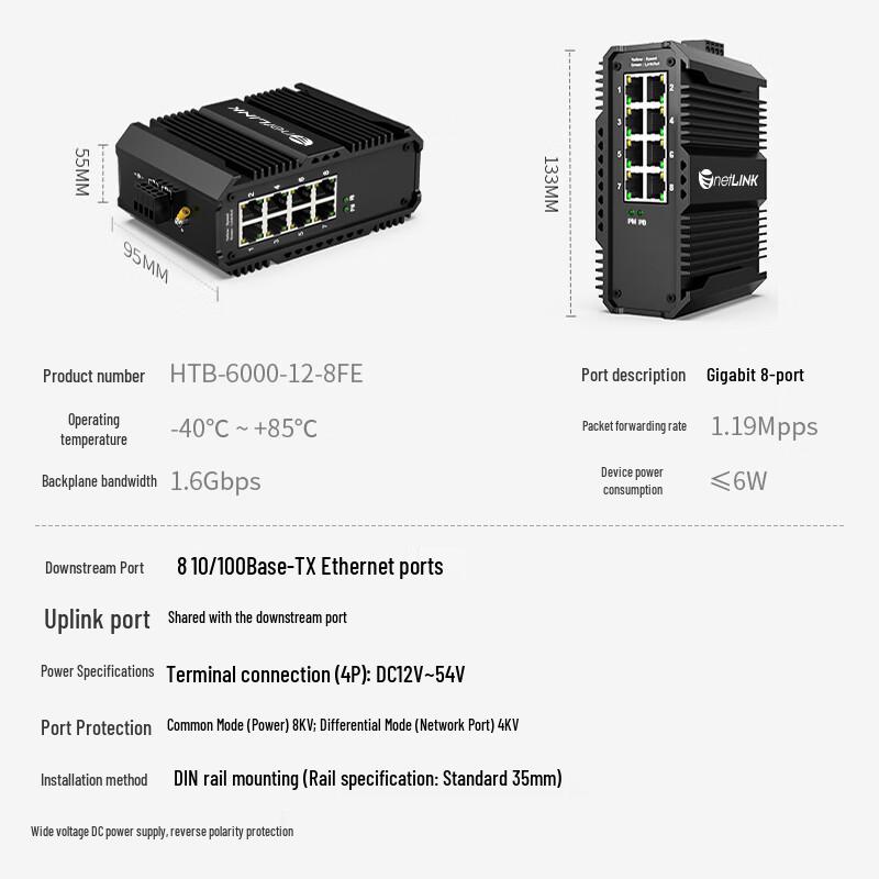 netLINK 8-Port 100Mbps Industrial Ethernet Switch