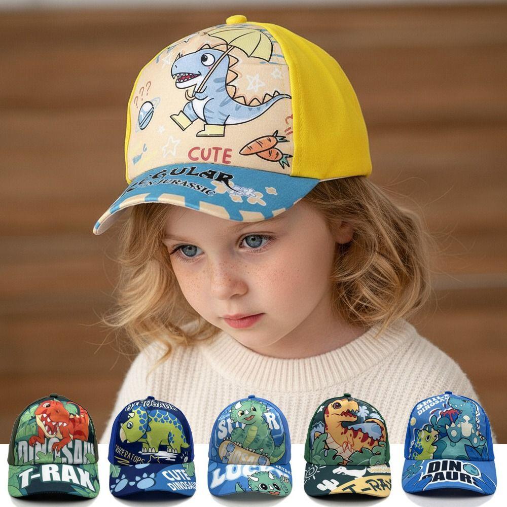 Breathable Cartoon Print Cap Cotton Child Sun Hat Fashion Kids Dinosaur Baseball Cap Gifts