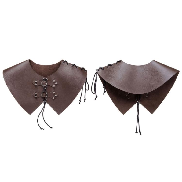 Warriour Podwójne Naramienniki Zbroja na Ramię Średniowieczny Kostium Rycerza na Halloween Sztuczna Skóra Nakrycie Ramion Peleryna