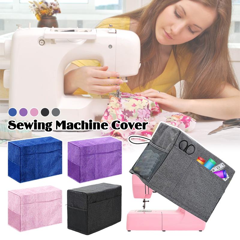 Universal Protective Sewing Machine Cover with Storage Pockets Protector Waterproof Foldable Dust Cover for Sewing Diy Accessory nero