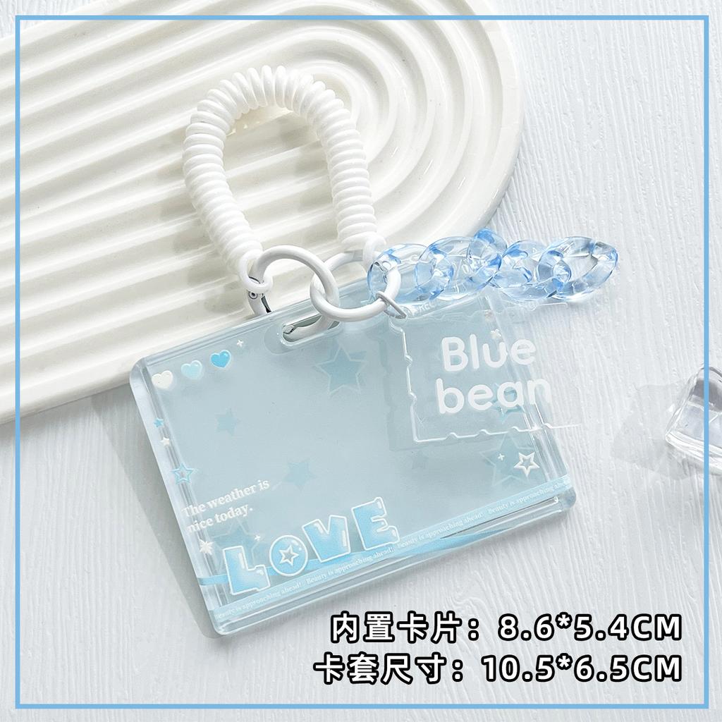 Student Clear Card Case Bus Cards Sleeve Sliding Horizontal Id Card Holder Transparent Employee Work Card Holder with Lanyard