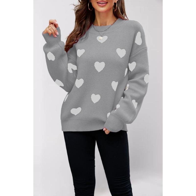 Winter new Valentine's Day love pullover women's knitted sweater women's large size loose sweater women