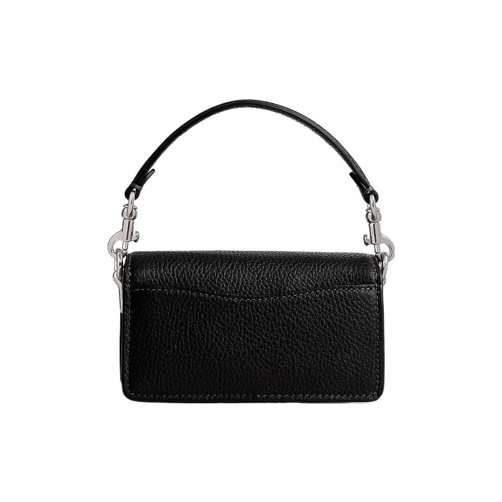 Coach Tabby 12 Minimalist Logo Pebble Grain Flap With Hardware Leather Messenger Bag Shoulder Crossbody Tote Mini Women Bags Black CN731-LHBLK