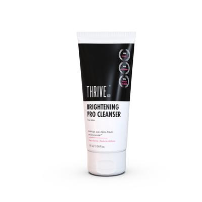 ThriveCo Brightening PRO Cleanser for Men with Probiotic Rice Water, Vit C, Kojic Acid, Alpha Arbutin & Glutathione | Anti-ageing Face Wash, Boosts