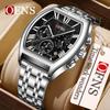 Men's Business Leisure Watch Date Chronograph Steel Quartz Wristwatches Strip Zinc Alloy Case Tempered Glass Mirror