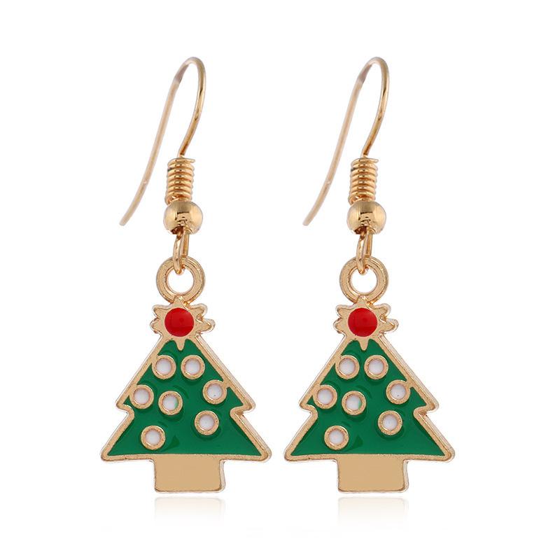 Christmas Earrings for Women, Alloy Enamel Christmas Tree Snowflake Drop Earrings, Holiday Jewelry Gift
