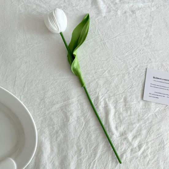 Artificial Tulip Flower 13" Long Stem Fake Tulip Realistic Real Touch PU Faux Flower for Spring Easter Home Kitchen Wedding Decoration