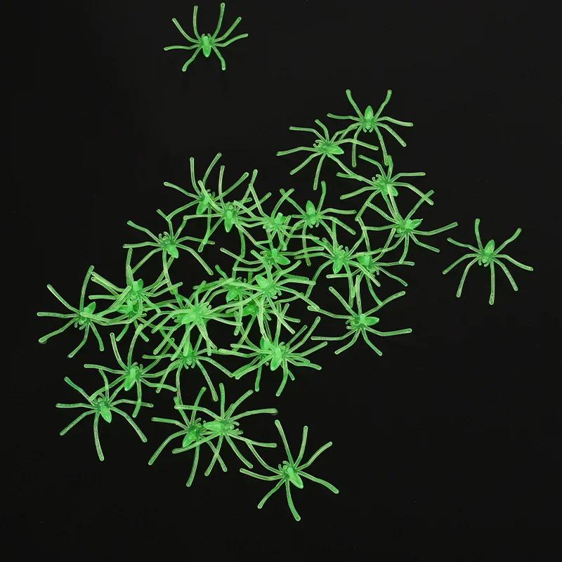 50/100Pcs Party DIY Decoration Halloween Luminous Rubber Fake Spider Plastic Figure Prank Toy