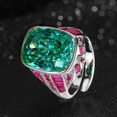 Jewelry Copper Bottom Gold-Plated Simulation Para Green Copper Inlaid Retro Light Luxury Ring Female 12 * 16