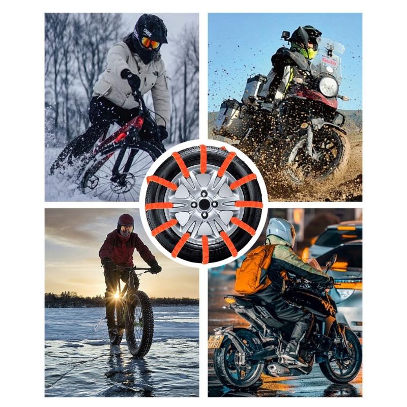 10 Stück Schneeketten für Motorräder Roller Elektrofahrrad Notfall Reifen Rad Kabel Schneeketten Anti-Rutsch Kabelbinder