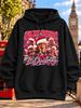 Unisex & Unisex Christmas Hoodie with Pink Glitter Santa Ornaments & Blonde Woman Faces - Round Neck Casual Pullover Suitable for Holiday Parties, Mac