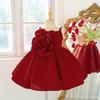 Girls' Spaghetti Strap Formal Dress with 3D Floral Design for Piano Performances
