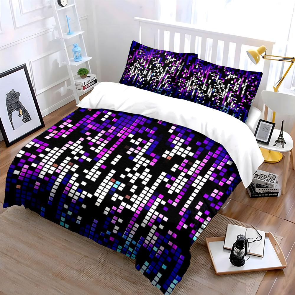 Colorful Pixel Art Decor Set Bedding Set with 1 Duvet Cover 2 Pillowcases Single Double King Queen, Gift