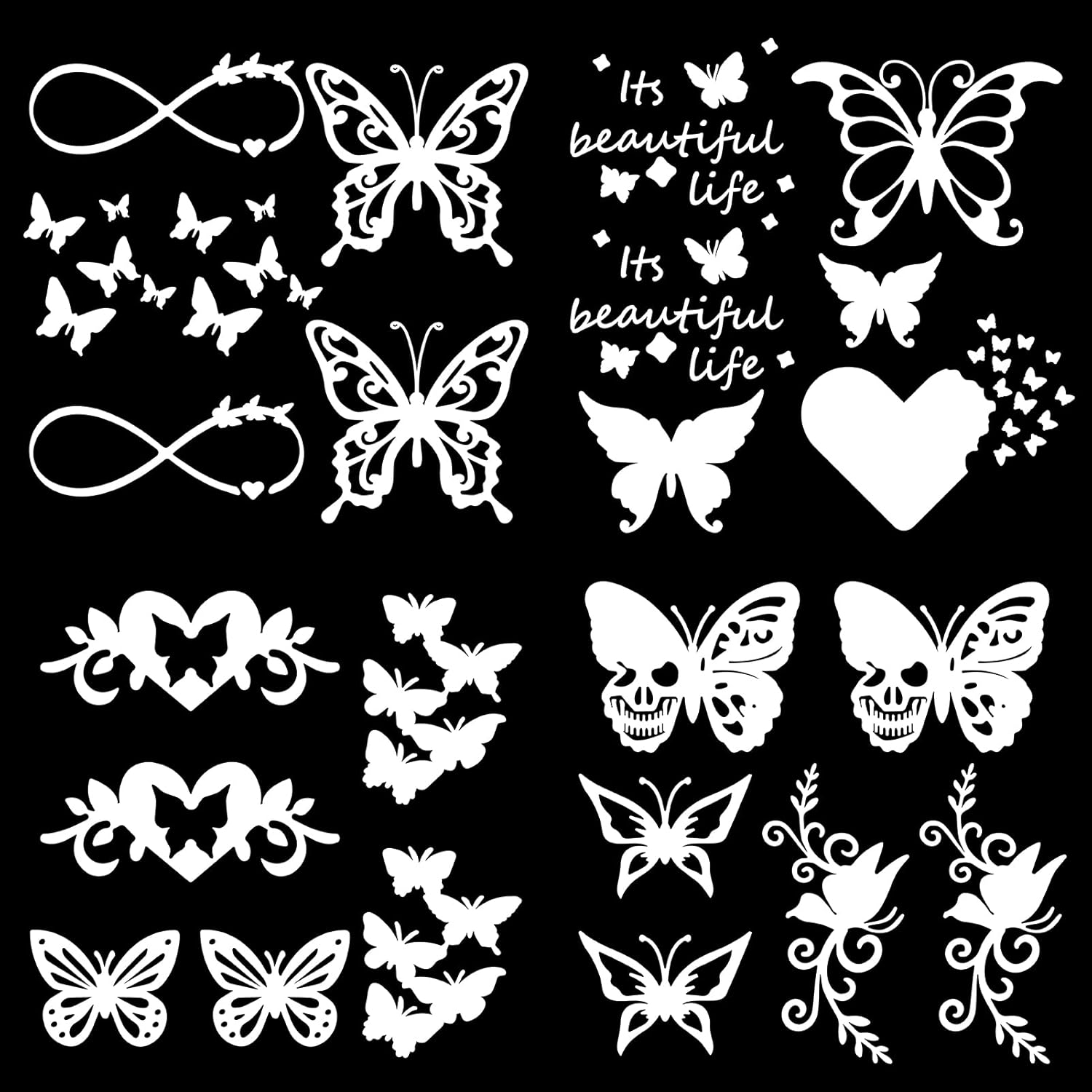 

GORGECRAFT 4 Sheets Hawaiian Hibiscus Flower Car Decal Black Laser Reflective Car Sticker Self Adhesive Car Accessories Automotive Exterior Butterfly