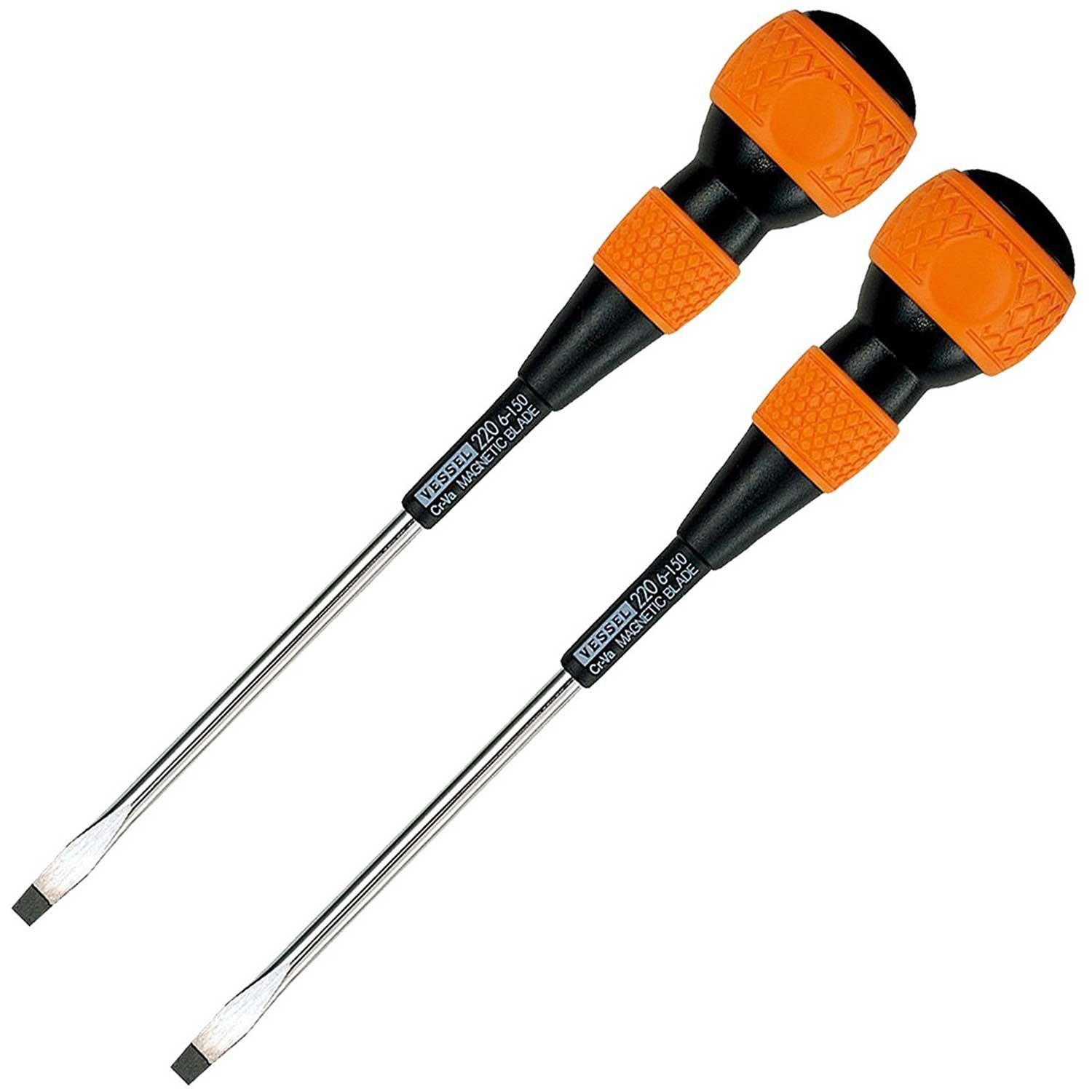 

VESSEL Ball Grip Driver No. 220 Flathead 6 x 150 Set of 2