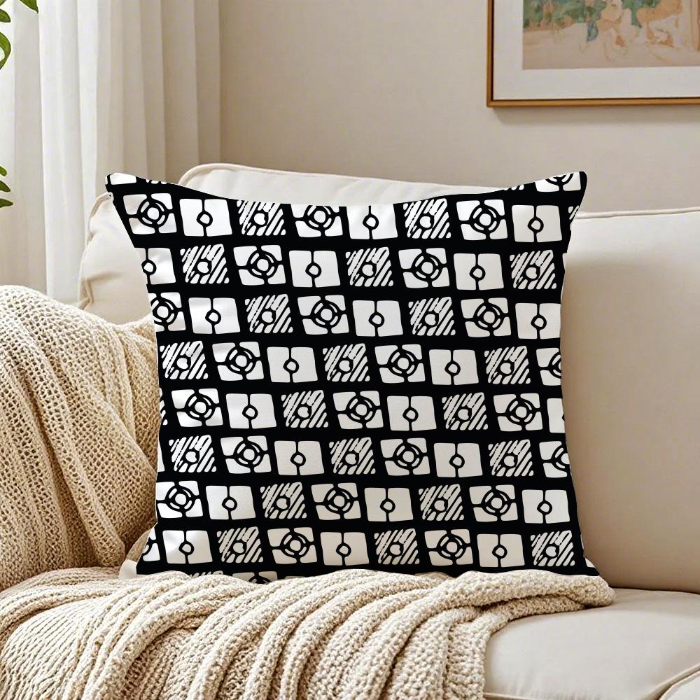 Black And White Abstract Print Cushion Cover Pillowcase Antidustmite Living Room Sofa Decor Cushion Room