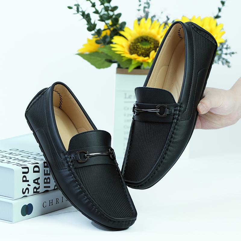 Fashion Men's Leisure Leather Shoes Brand Design Luxury High-quality Decorative Buckle Comfortable Business Office Driving Loafer Shoes