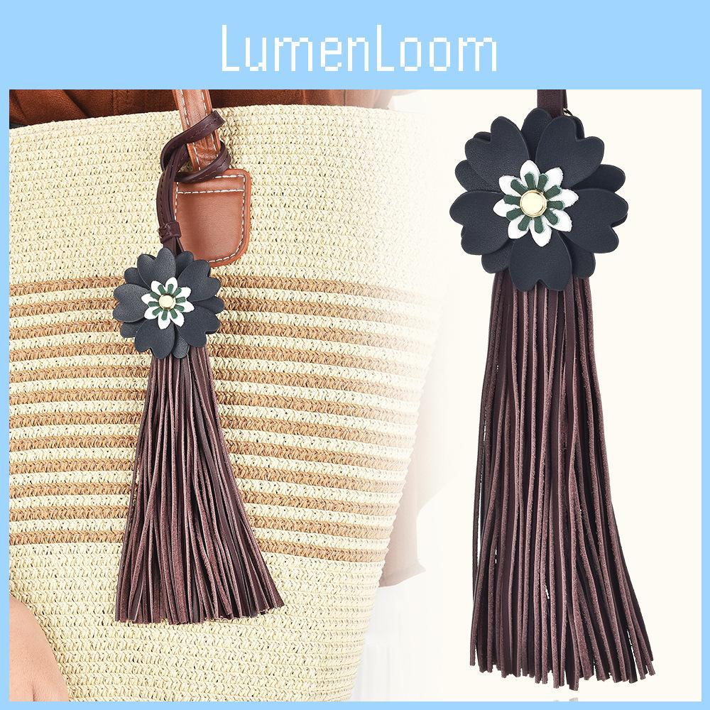 Minimalist Flower Keychain Woven Bag Charm With Faux Leather For Women