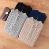 Men's Plus Size Cashmere Sweater - Half High Neck, Zipper, Business Casual Knit for Autumn/Winter