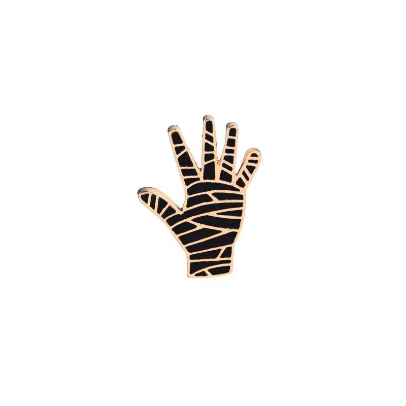 Funny Injured Bandages Hand Design Enamel Brooches Personality Palm Wrapped in Gauze Shaped Golden Pins