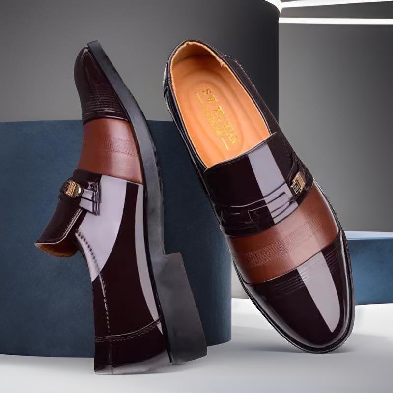Men's Spring & Autumn Perforated Formal Leather Shoes with Plus Velvet Lining