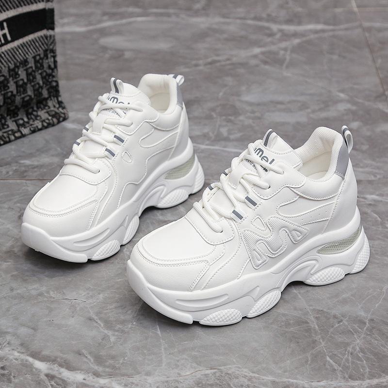 Inner height increase dad shoes women's 2025 new versatile small man thick sole comfortable breathable casual sports little white shoes