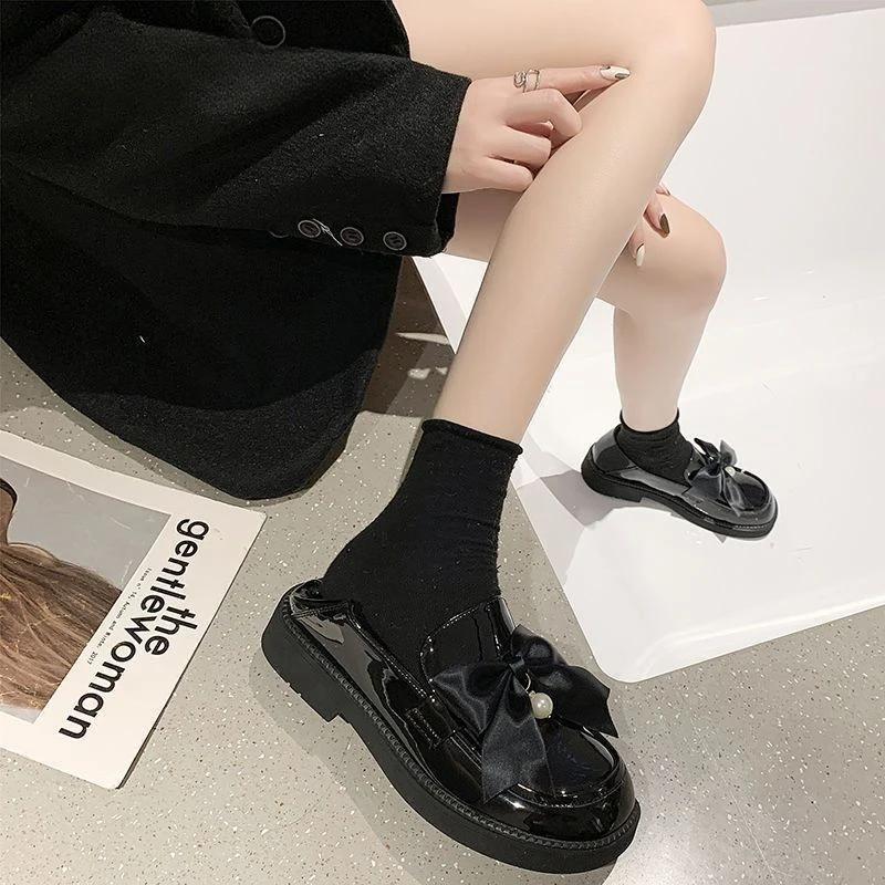 Fashion Women's Shoes With Bow Heel Leather Casual Black Quick Delivery Stylish On Offer Slip High Quality Fashion Vacation Ladies Pumps