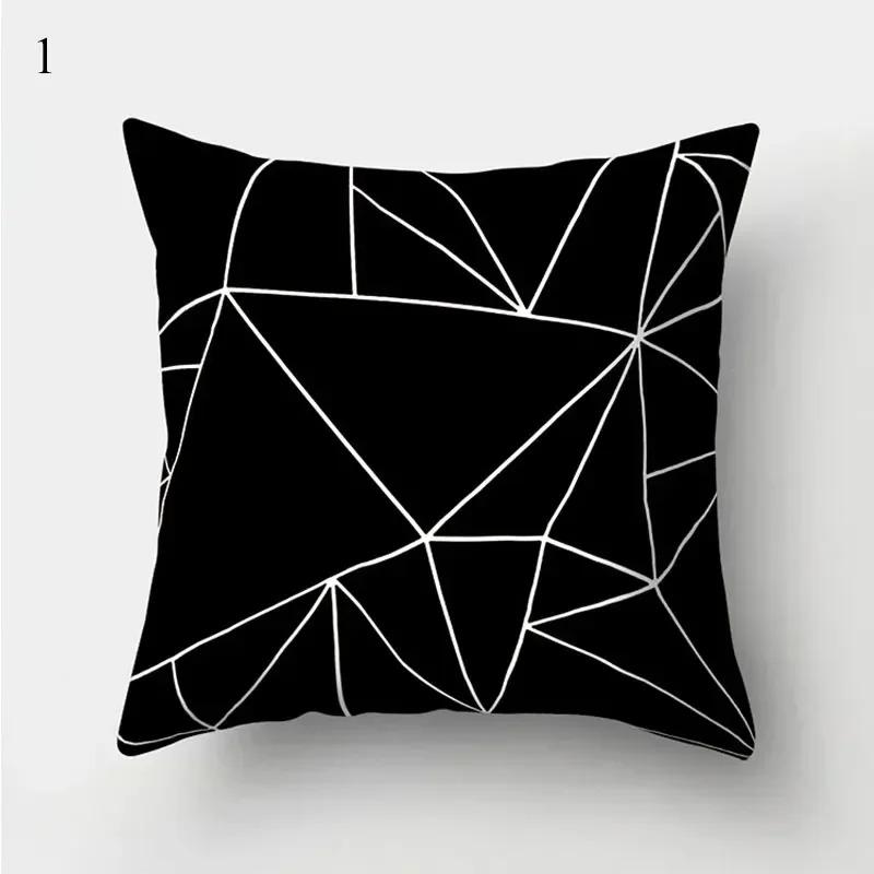 Black and White Geometric Cushion Cover Pillowcase Home Decoration Suitable for Bedroom Sofa Car