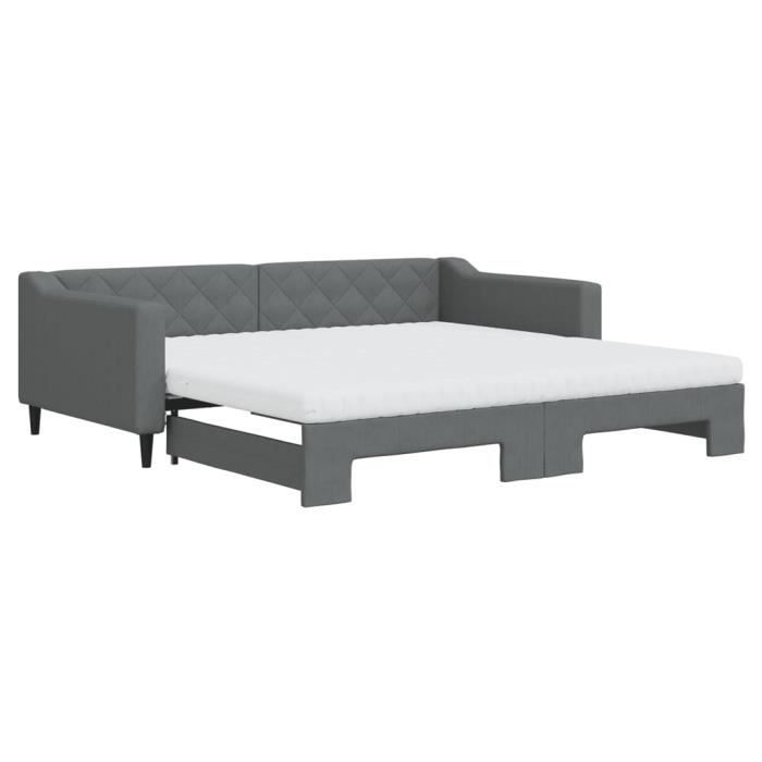 VidaXL Lit de jour avec gigogne et matelas gris foncé 100x200 cm tissu 3197450
