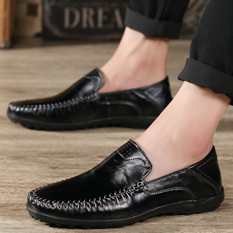 Letnie buty męskie Modne buty na co dzień Oddychające buty samochodowe dla użytkowników Modne leniwe buty Czarne mokasyny