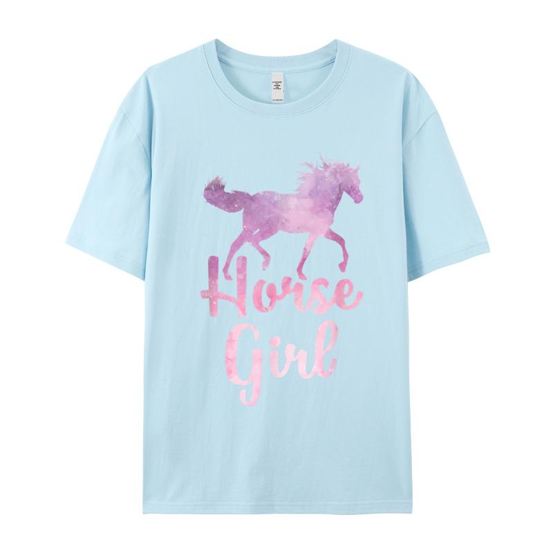 Slogan Horse Girl T Shirt Equestrian Birthday Short Sleeve Valentine Day Tees Funky Round Collar Cotton T Shirt Adult Tshirts