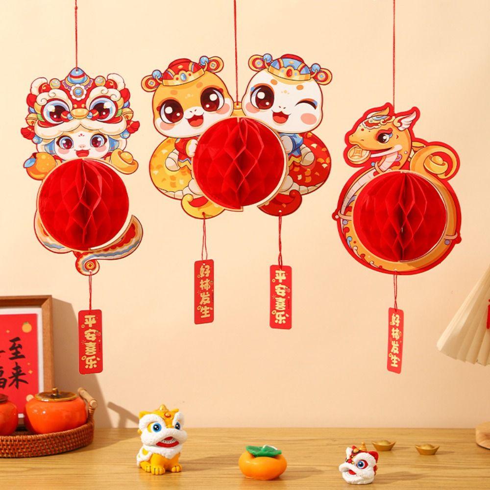 Chinese 2025 Snake Year Lantern Pendants Honeycomb Ball Lantern Ornament  Celebration Party Gifts