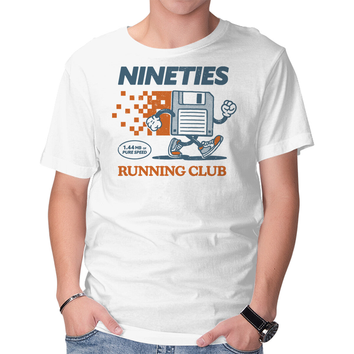 Unisex Crew Neck T-Shirt Nineties Run Club Graphic Short Sleeve Casual Tee S