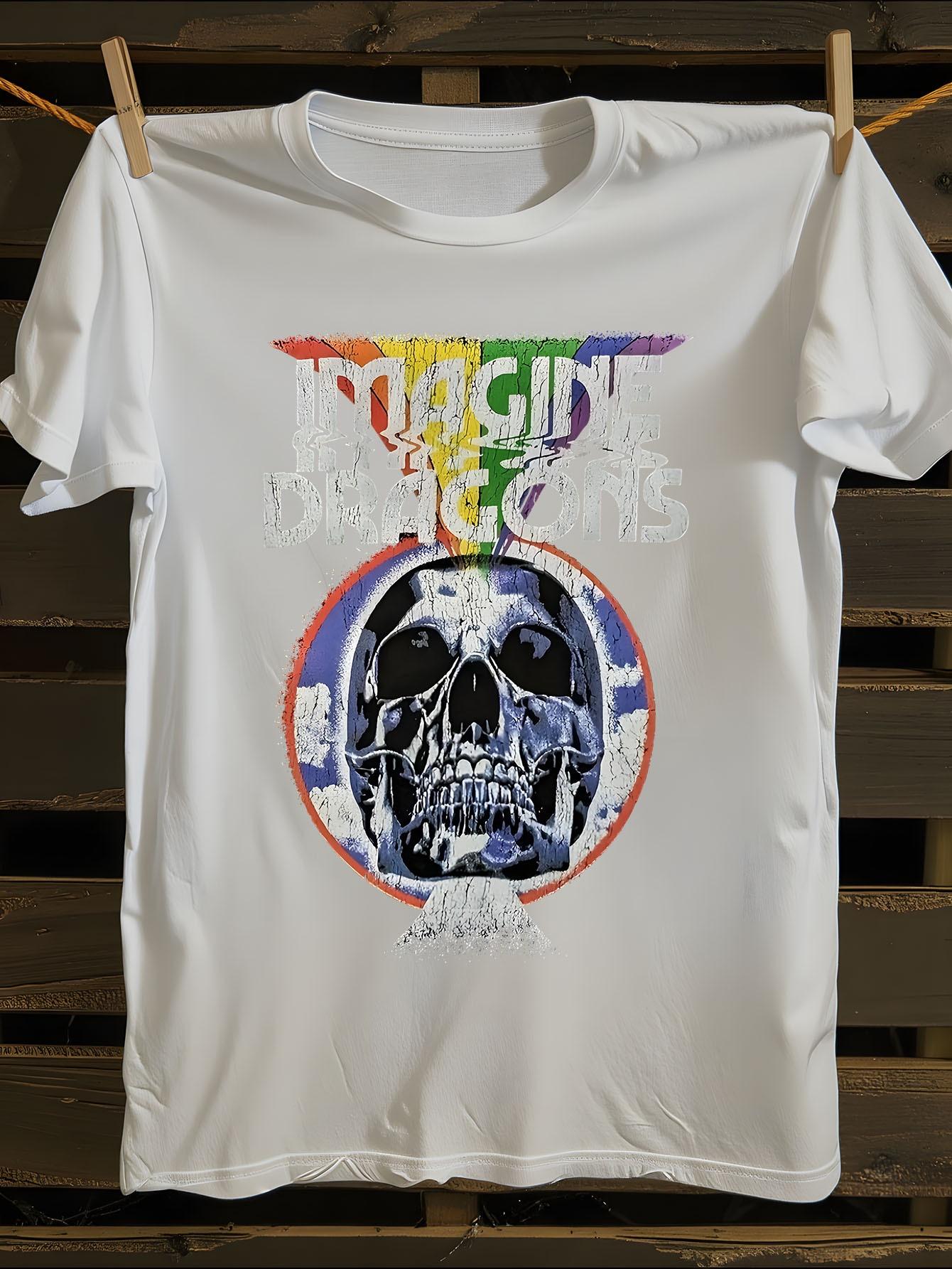 Official Imagine Dragons Skull and Rainbow Graphic T-shirt XXXL