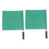 2Pcs Referee Official Flags Stainless Steel Pole Sports Competition Linesman Hand FlagGreen