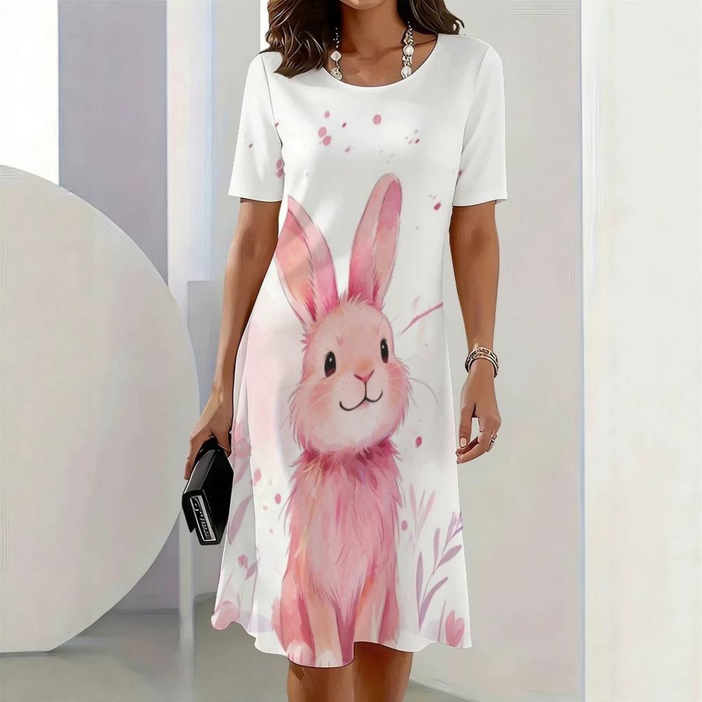 New Summer Mid-length Dress 3D Printed Design Casual for Outings and Parties
