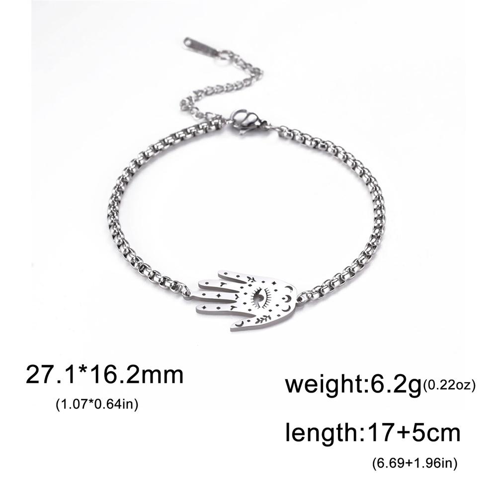 Náramek s přívěskem Hamsa Ruka Fatimy Nerezová ocel Amulet Náramky se zlým okem pro ženy Muže Šperky pro štěstí a ochranu