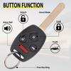 Keyless Entry Remote Control Uncut Car Ignition Key Fob Compatible with Honda Accord 2003-2007, Replacement for OUCG8D-380H-A, 4 Button